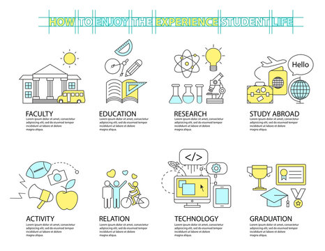 Set of Flat line icon & infographic design concept ,education