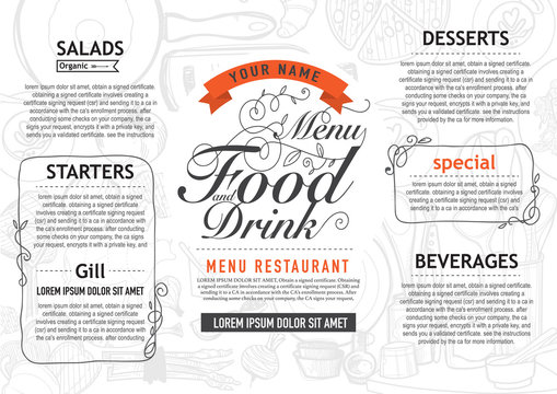 vector vintage food design template. menu restaurant brochure.