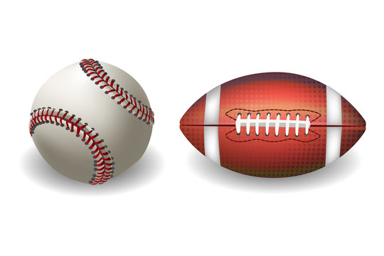 Baseball and Football
isolated on white
