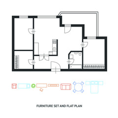 Vector Architect plan with a furniture Flat Design