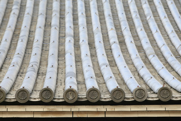 Obraz premium details of japanese temple roof architecture