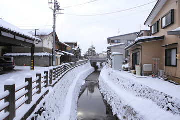 Japanese House with snow