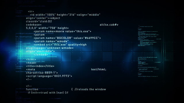 Computer Code Scrolling Blue