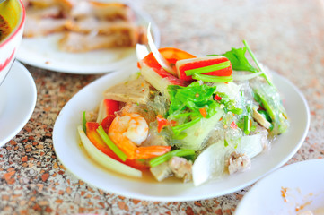 vermicelli salad thai food in soft light