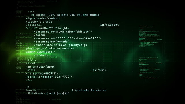 Computer Code Scrolling Green