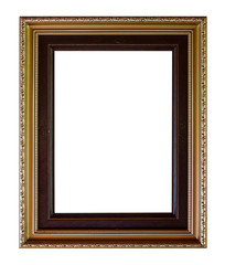 Old Antique frame Decorative Carved Wood Isolated On White Background