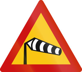 Road sign in Greece - Dangerous crosswinds