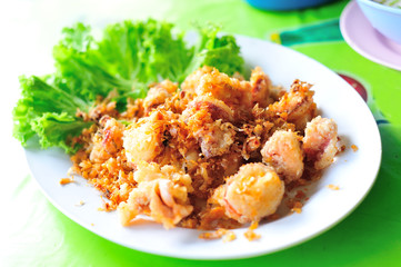 squid fried in soft light sea food