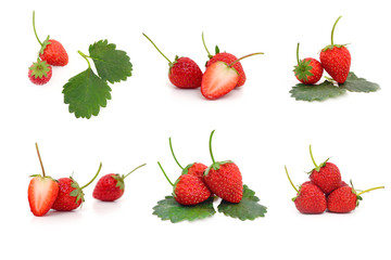 Collection strawberries fruit isolated on white background