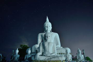Amazing concrete buddha in Chiangmai night Thailand