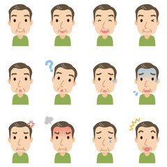 顔　表情　セット　中年男性