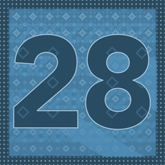 Number 28 with frame and graphic pattern