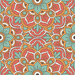 Ethnic floral seamless pattern