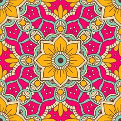 Ethnic floral seamless pattern
