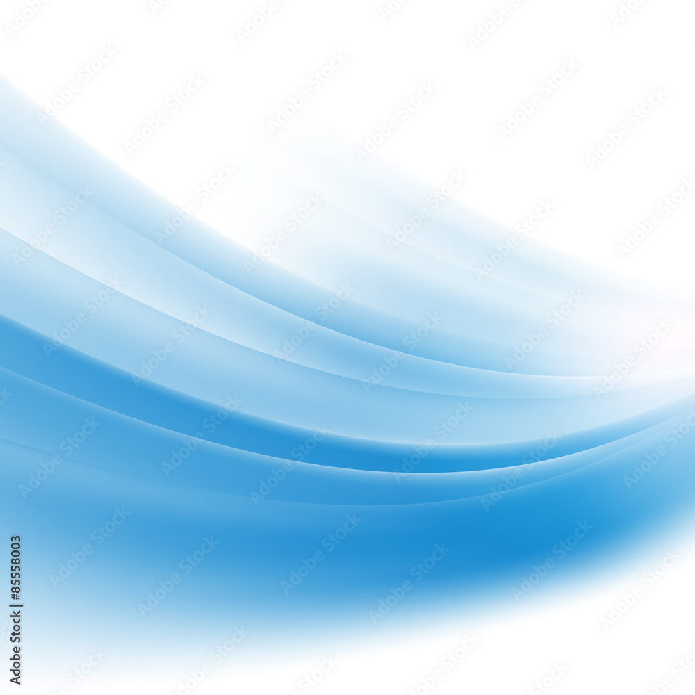Poster abstract smooth blue wave background isolate on white background