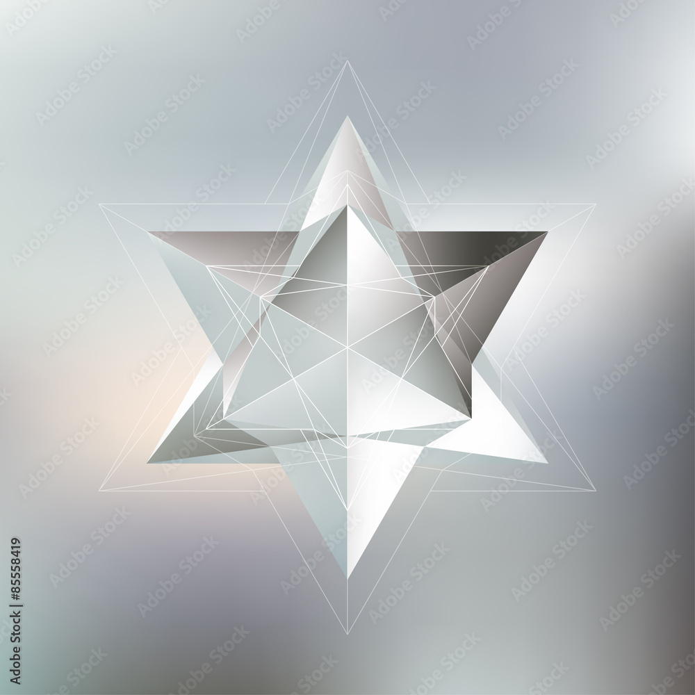 Poster polygon pattern with the reflection, minimalistic geometric