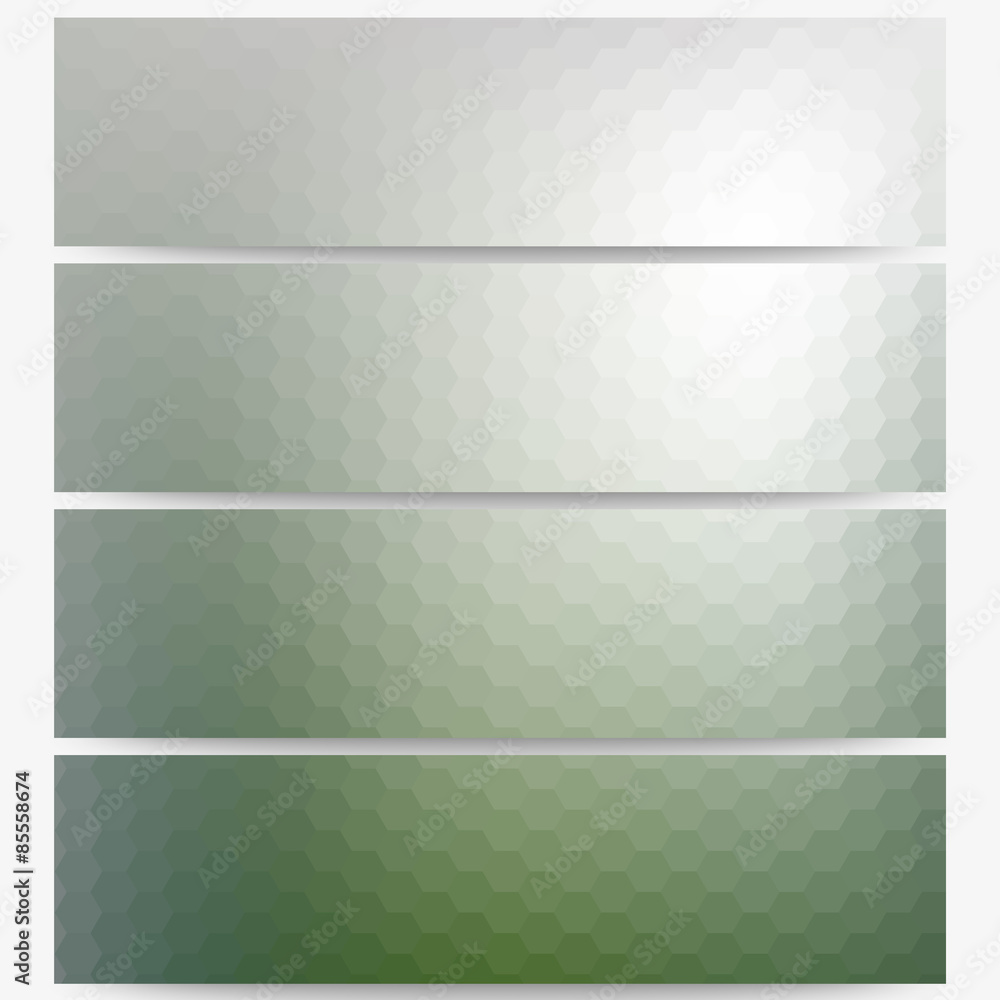 Poster abstract hexagonal headers set, blurred design vector