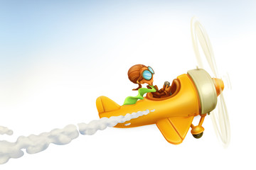 Funny airplane, vector cartoon isolated on white background © Natis