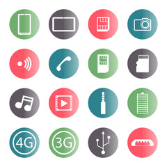 A set of mobile icons, vector illustration.