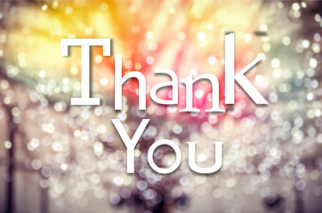 Thank you typography on winter tree bokeh background