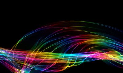 The magical form of rainbow smoke. abstract black background