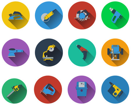 Set of electrical work tools icons