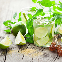 Lemonade with fresh lemon and lime