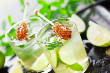 Lemonade with fresh lemon and lime