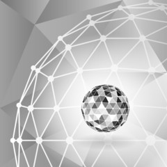 Polygonal sphere background.