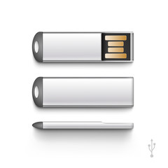 USB Flash Drive Stick Memory Vector Set Isolated