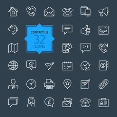 Outline web icons set - Contact us