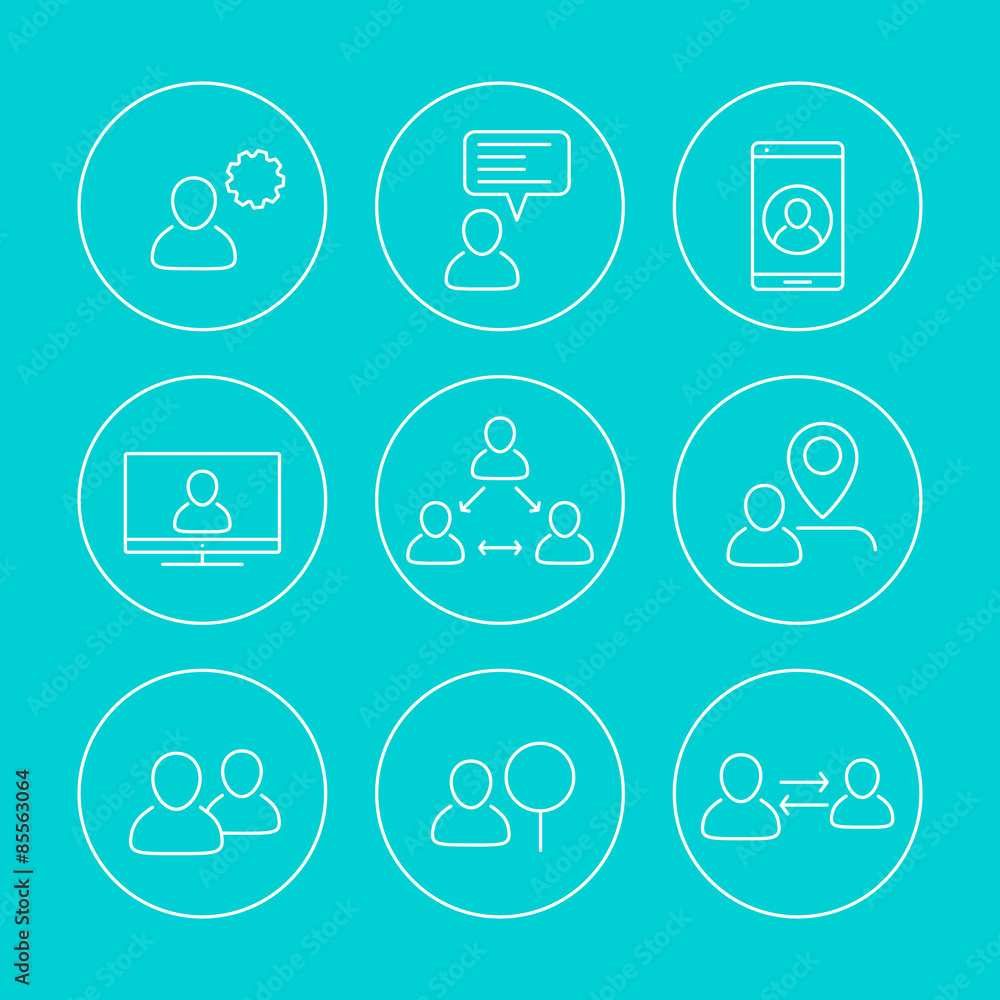 Canvas Prints business line round icons with people, vector illustration, eps10