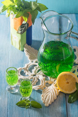 Green mojito cocktail . tarragon