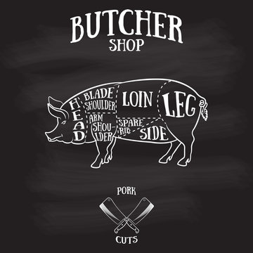 Butcher cuts scheme of pork