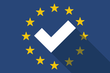 European Union  long shadow flag with a check mark