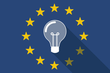 European Union  long shadow flag with a light bulb