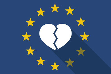 European Union  long shadow flag with a broken heart