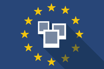 European Union  long shadow flag with a photo bunch