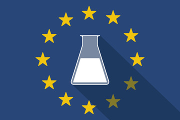 European Union  long shadow flag with a chemical test tube