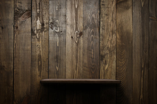 Wood shelf, grunge industrial interior