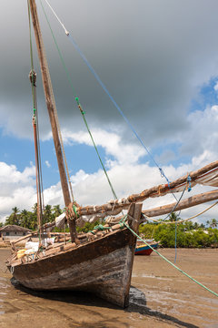 moored dhow traditional sailing vessel
