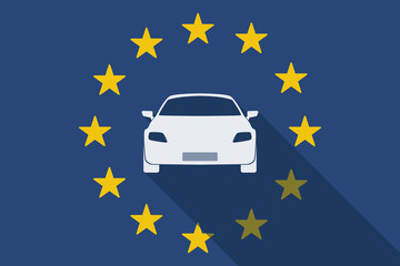 European Union long shadow flag with a car
