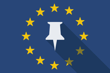 European Union long shadow flag with a push pin