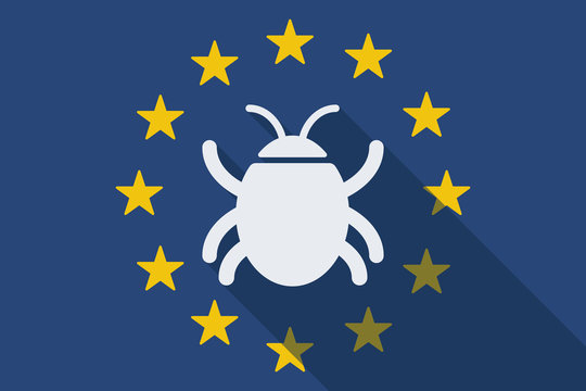 European Union long shadow flag with a bug