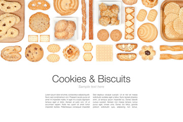 cookies and biscuits on white background  