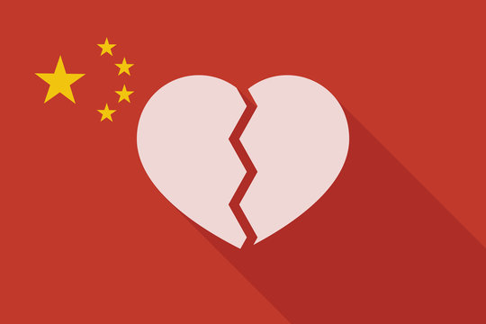 China long shadow flag with a broken heart