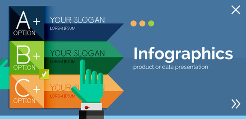 Infographic flat design banner with hands
