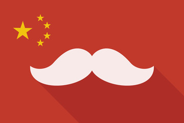 China long shadow flag with a moustache