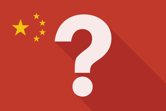 China long shadow flag with a question sign