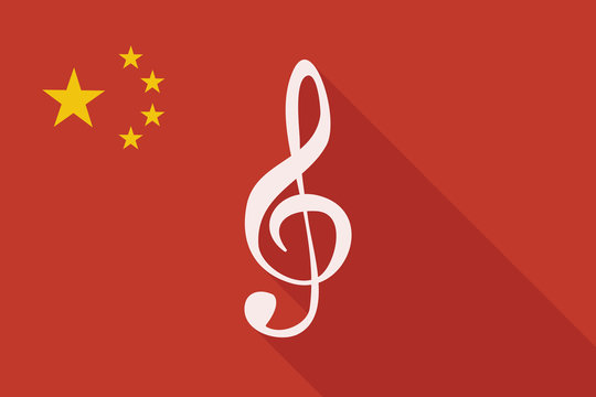China long shadow flag with a g clef
